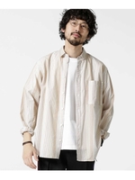 マルチストライプワイドシャツ/ベージュ(040)