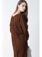 ミルドジャージバックボタンワンピース/キャメル5(045)