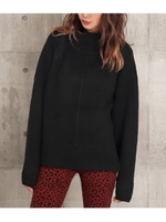 ラインハイネックバルキーニット/ブラック(027)