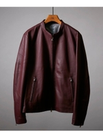 ラムレザーシングルライダースジャケット/ワインレッド(063)