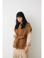 ランダムケーブルニットベスト/L/BRN1