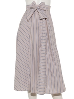 ランダムストライプフレアスカート/ベージュ