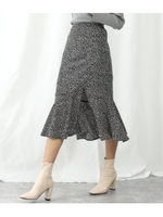 リーフプリントスカート/ブラック(027)