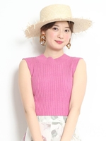 リネン混ボトルニット/濃ピンク