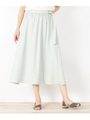 リネン調ラップ風フレアスカート/ライトグリーン(021)