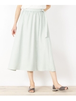 リネン調ラップ風フレアスカート/ライトグリーン(021)