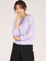 リブ編みプリーツニットプルオーバー/パープル