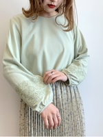 レーススリーブプルオーバー/ミント
