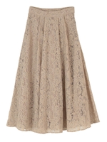 レースフレアロングスカート/ベージュ