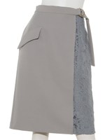 レース切替タイトスカート/サックス