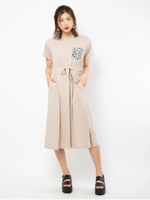 レオパードポケット付カットワンピース/ベージュ