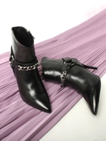 レザーチェーンショートブーツ/ブラック