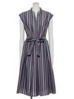 レジメンタルストライプシャツワンピース/ストライプ ネイビー