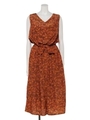 レトロリーフプリントリゾートワンピース/その他 オレンジ