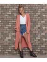 ロングニットカーディガン/ピンク(008)