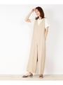 ワイドサロペットパンツ/ライトベージュ(051)