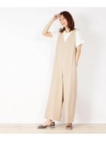 ワイドサロペットパンツ/ライトベージュ(051)