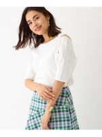 ワッフルスリットショルダーカットソー/オフホワイト(003)