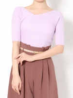 ワンショルダーリブニット/ラベンダー