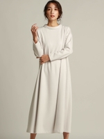 圧縮ウールのAラインワンピース/ライトグレー