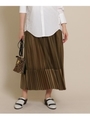 異素材アコーディオンプリーツスカート/タバコブラウン(054)