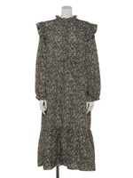 花柄フリルワンピース/グリーン