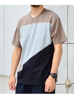 汗染み防止抗菌防臭 切り替えパネルTシャツ/カーキ(527)