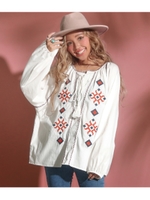 刺繍ブラウス/ホワイト(001)