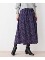 小花ギャザーフレアースカート/パープル(183)