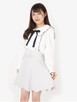 裾スカラップフレアSK/ブルー