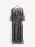 総レースウエストギャザードレス/パープル