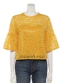 袖フレアレースブラウス/イエロー