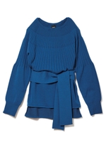 変則RIBニットトップス/ブルー