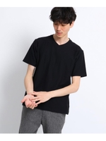 梨地 VネックTシャツ/ブラック(019)