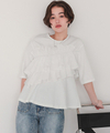 アシンメトリーギャザーフリルドッキングトップス
