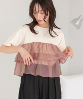オーガンジーフリルドッキングTシャツ