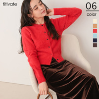 クルーネックミニシャギーニットカーディガン