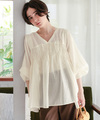 前後2wayシャーリングチュニックブラウス