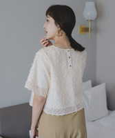 バックゴールド釦ジャガードトップス【メール便可／100】