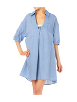 シャンブレ-半袖シャツワンピース