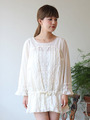 【Balcony and Bed】COTTON CUPRA LAWN & MELON TULLE LACE BLOUSE