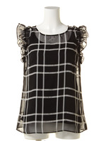 シアーチェックブラウス