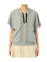 モチーフレース付き裏毛パーカ