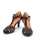 フェイクレザーTストラップサンダル