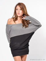 バイカラーハイゲージニットOP