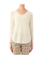 [L]ウールVネックラグランニットプルオーバー