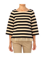 オーガンジーフリル リップルボーダープルオーバー