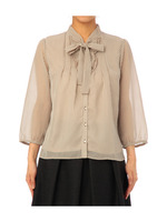 ストライプシフォンボウタイシャツ