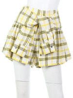 スリーブベルトチェックショートパンツ