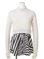 ニットソーストライプコンビチュニック